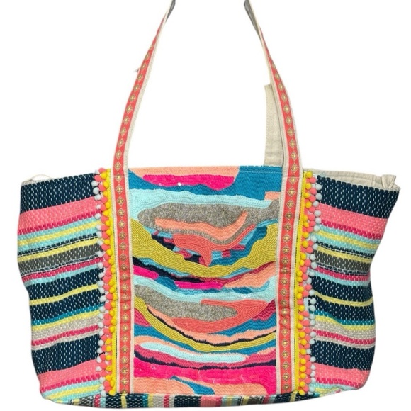 America & Beyond Handbags - America & beyond Colorful Striped Tote Bag